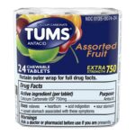 Drugstore-Tums Antacid Chewable Tablers for Heartburn Relief, Extra Strength, Assorted Fruit, 3-rolls of 8 Tab